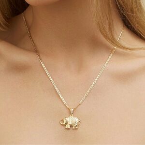 Barzel 18K Gold Plated Elephant Necklace with Flat Marina 20 in Chain MI Brazil